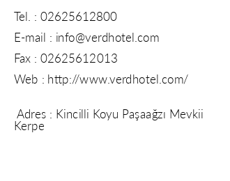 Verd Hotel iletiim bilgileri